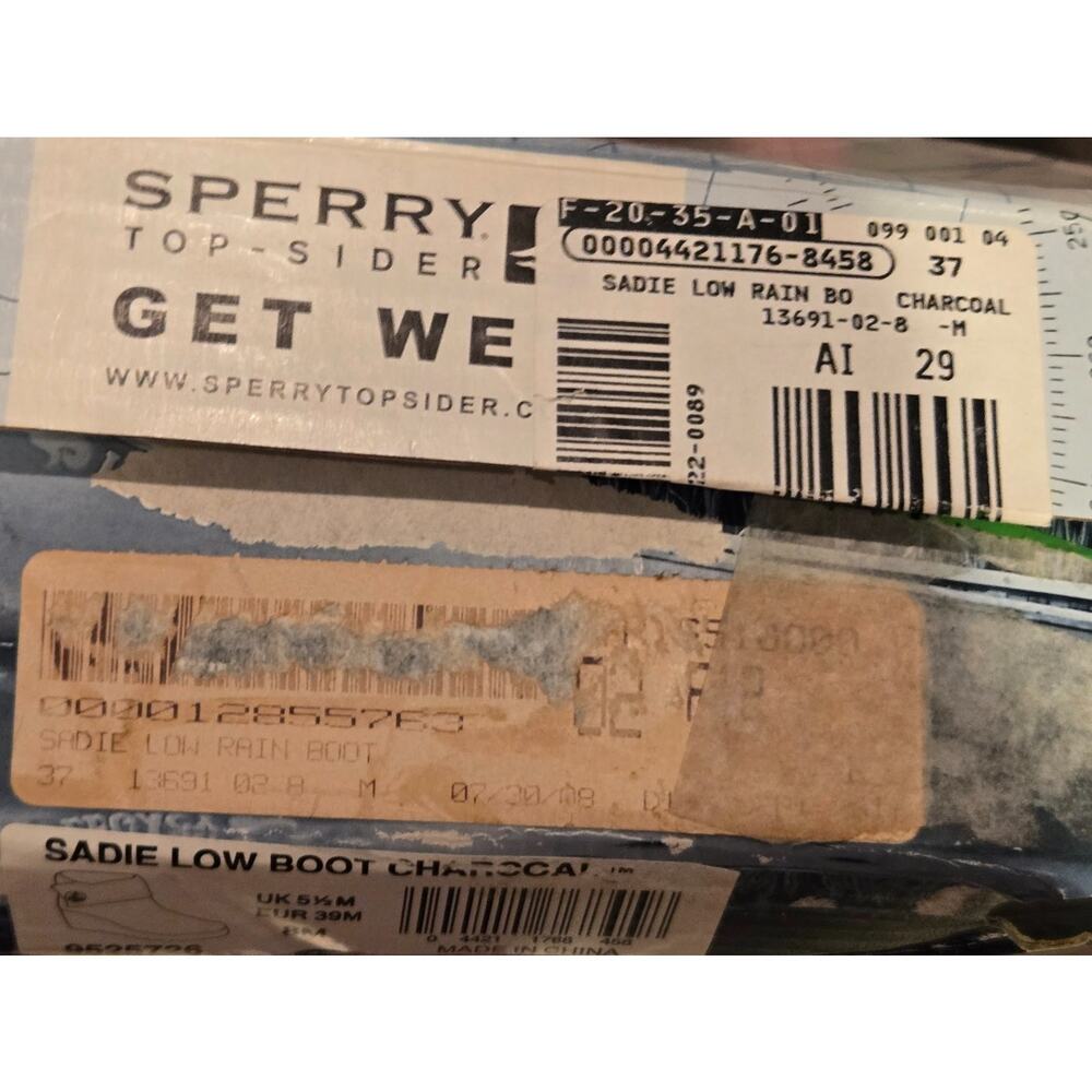 Sperry Top Sider Sadie Low Waterproof Gray Rain Duck Boots Size 8 New in Box NIB - Picture 3 of 10
